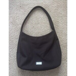 Lauren Ralph Lauren Nylon Bag Leather Strap Brown Water Resistant Hobo